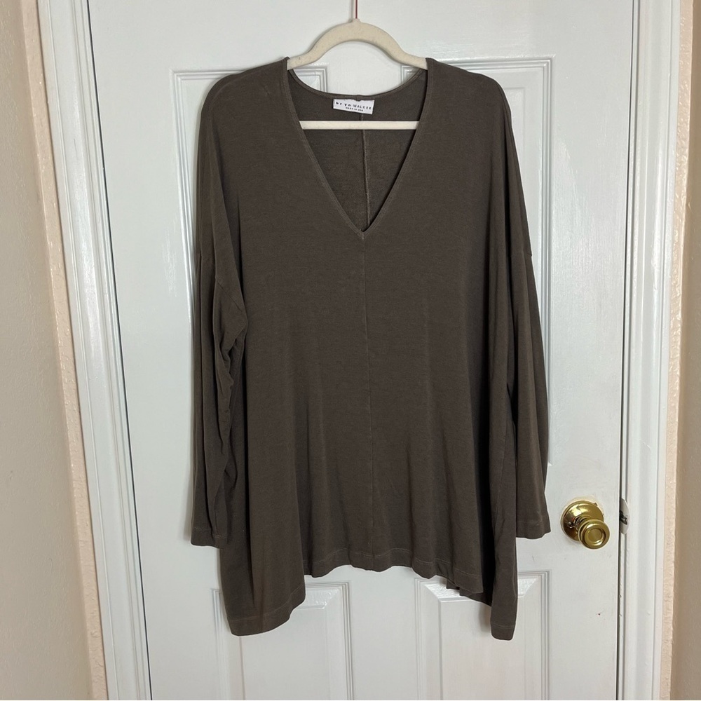 Bryn Walker Green Ribbed Long Sleeve Tunic